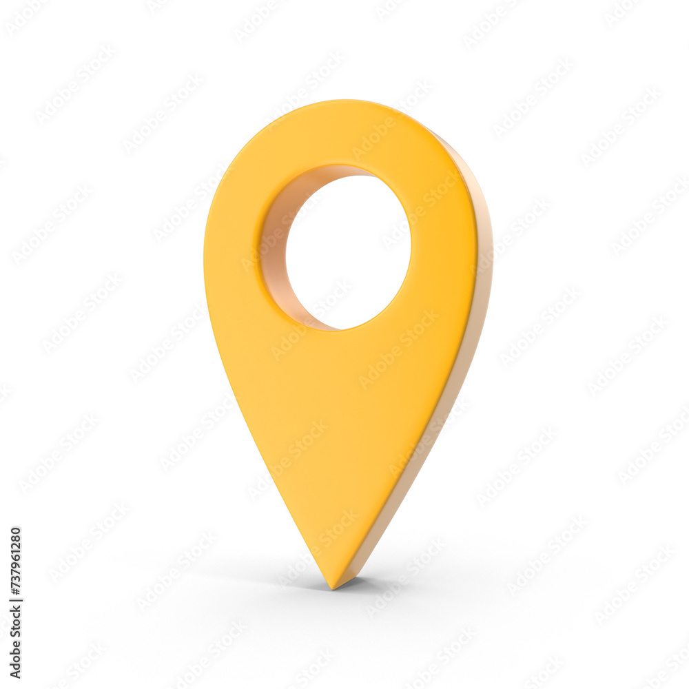 Poster mark the position. locate the pin on the gps. realistic 3d design, yellow map location pointer. geol