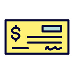 Bank check Line Filled Icon 