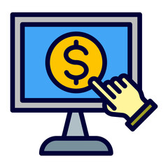 Online Payment Line Filled Icon 