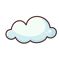 light blue cloud illustration. simple cartoon flat sketch isolated on white background 