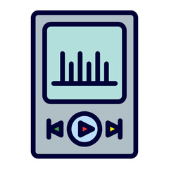 Music Player Vector Line Line Filled Icon