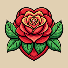 Love Heart Rose Flower Colorful Illustration