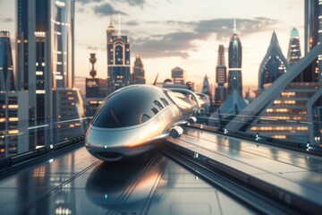 Futuristic business travel with hyperloop transportation system - obrazy, fototapety, plakaty