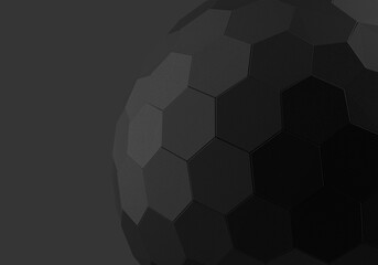 black 3d hexagonal tessellated mesh sphere  - obrazy, fototapety, plakaty