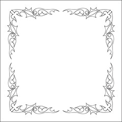 Elegant black and white monochrome ornamental border for greeting cards, banners, invitations. Vector frame for all sizes and formats. Isolated vector illustration.	