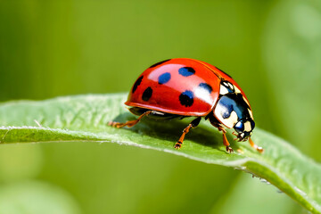 closeup of a ladybug on a leaf