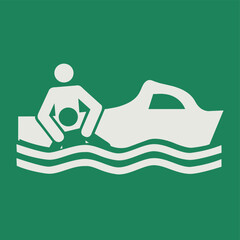 SAFETY CONDITION SIGN PICTOGRAM, RESCUE BOAT ISO 7010 – E037, VECTOR