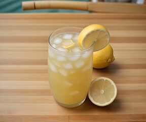 glass of refreshing summer lemonade, created using generative AI technology