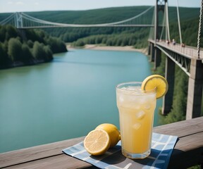 glass of refreshing summer lemonade, created using generative AI technology
