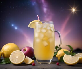 glass of refreshing summer lemonade, created using generative AI technology
