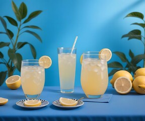 glass of refreshing summer lemonade, created using generative AI technology
