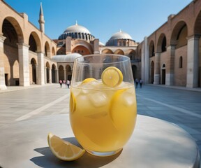 glass of refreshing summer lemonade, created using generative AI technology