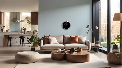 Fototapeta na wymiar A chic and functional smart home thermostat in a contemporary living space