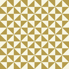 Geometric pattern with triangles and arrows. Geometric modern ornament. Seamless abstract golden and white background