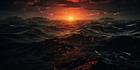 Foto op Aluminium sunrise over the sea, Ocean warming spawns fierce storms floods,   © Muhammad