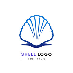  Sea shell pearl, oyster, seafood, restaurant logo design template - obrazy, fototapety, plakaty