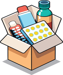 carton box with various medicines-