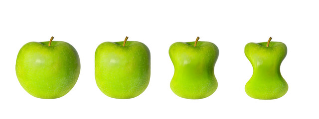Green apples slimming isolated on transparent background, diet stages concept, png file