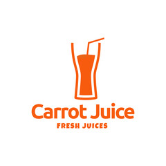 Juice carrot logo, fresh carrot drink logo design vector template isolated on white background.