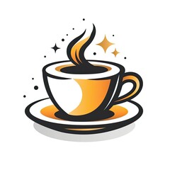 Minimalist Flat Cup of Coffee Logo on Plain White