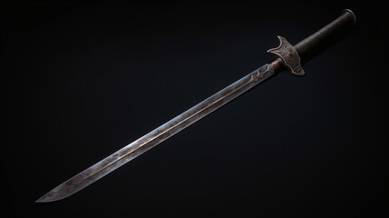 Photo of a knight's sword over a dark background.