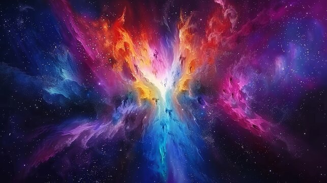Colorful Cosmic Nebula in Space Abstract Vibrant Astronomy Background