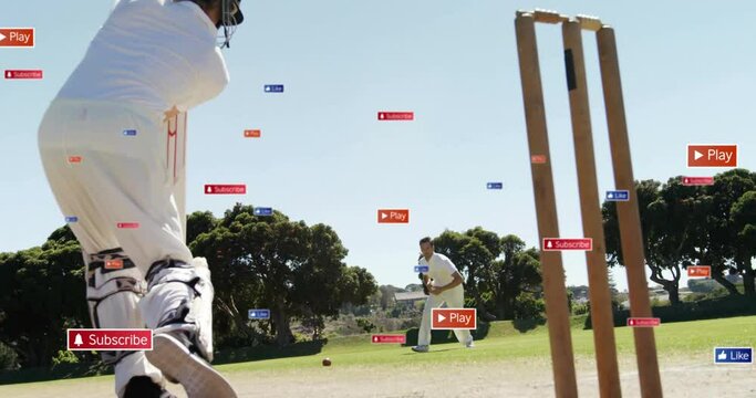 Animation of digital data processing over diverse cricketers on field