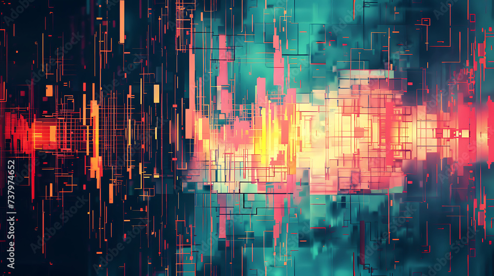 Poster digital glitch art: abstract noise effect with glitch noise distortion texture background