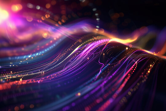 Colorful flowing energy lines as data stream stream symbol, digital background