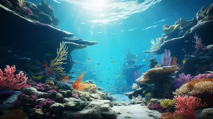 Zelfklevend Fotobehang Underwater world with coral © ahmed