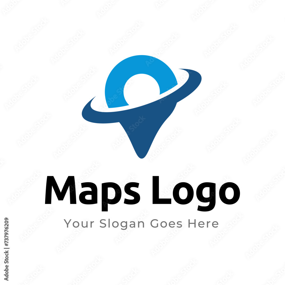 Poster map pin logo design element. map pin location icon logo design