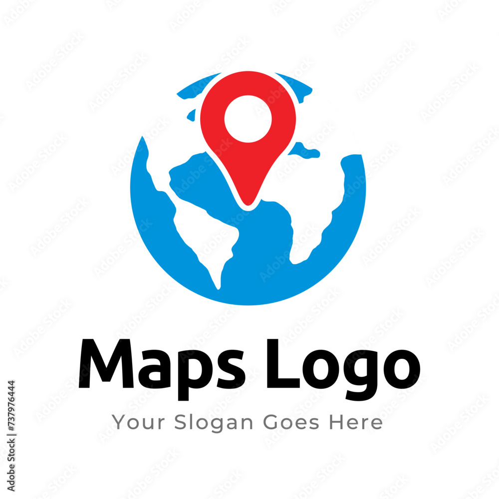 Poster map pin logo design element. map pin location icon logo design