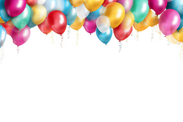 Birthday banner with balloons for decoration the room isolated on white background or transparent png background