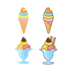 Ice cream shop logo badges and labels, gelateria signs. logotypes for cafeteria or bar.