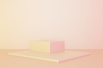 Peach podium background, Abstract scene for products, Mockup product display, Stage showcase, Studio geometric scene, 3D Rendering.