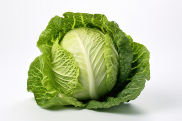 Obraz premium Fresh organic cabbage leaf vegetable isolated on white background
