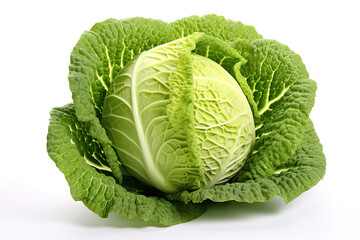 Obraz premium Fresh organic cabbage leaf vegetable isolated on white background
