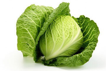 Fototapeta premium Fresh organic cabbage leaf vegetable isolated on white background
