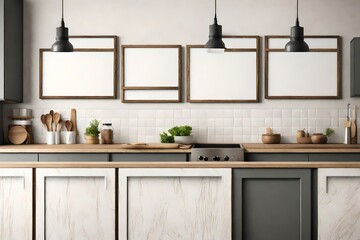 2 frames mockup in contemporary rustic kitchen