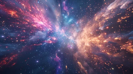 Photo sur Plexiglas Univers Explosive bursts of vibrant fireworks against the backdrop of a dreamy