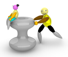 3d render of a person holding a sign