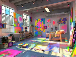 Fototapeten Colorful Art Studio with Open Space © kanmin