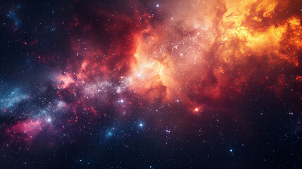 Fototapeta na wymiar Fiery bursts of light beneath the celestial tapestry of the Milky Way