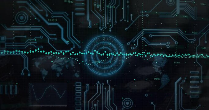Animation of digital data processing over computer circuit board