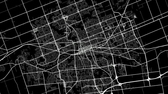 Zoom Out Road Map of London Canada with white roads on a black background
