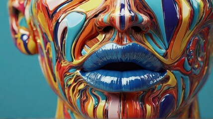 Abstract colorful face, 3d render. generative, AI