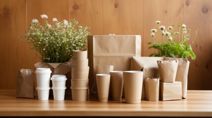 Embrace zero waste. eco-friendly paper tableware and packaging for sustainable food delivery