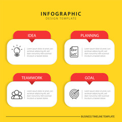 Timeline infographic template. 4 Step timeline journey, calendar Flat simple infographics design template. presentation graph. Business concept with 4 options, vector illustration.