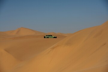 Riding outdoors. Car in the deserts of Africa, Namibia
