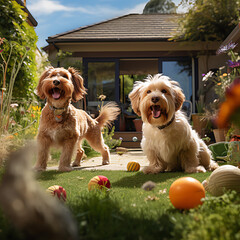 dogs in the garden